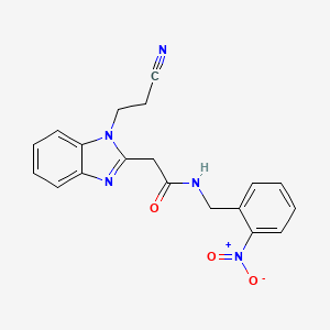 molecular formula C19H17N5O3 B5224055 2-[1-(2-cyanoethyl)-1H-benzimidazol-2-yl]-N-(2-nitrobenzyl)acetamide 