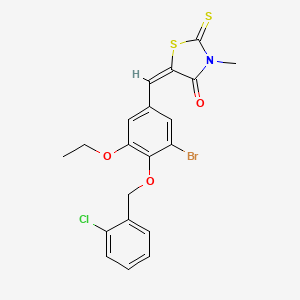 molecular formula C20H17BrClNO3S2 B5224060 5-{3-bromo-4-[(2-chlorobenzyl)oxy]-5-ethoxybenzylidene}-3-methyl-2-thioxo-1,3-thiazolidin-4-one 