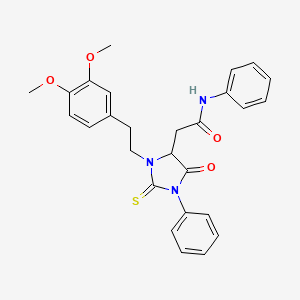 molecular formula C27H27N3O4S B5224065 2-{3-[2-(3,4-dimethoxyphenyl)ethyl]-5-oxo-1-phenyl-2-thioxo-4-imidazolidinyl}-N-phenylacetamide 