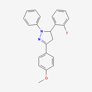 molecular formula C22H19FN2O B5224077 5-(2-fluorophenyl)-3-(4-methoxyphenyl)-1-phenyl-4,5-dihydro-1H-pyrazole 