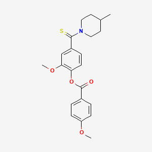 molecular formula C22H25NO4S B5224158 2-methoxy-4-[(4-methyl-1-piperidinyl)carbonothioyl]phenyl 4-methoxybenzoate CAS No. 6077-54-9