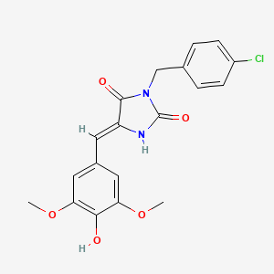 molecular formula C19H17ClN2O5 B5224235 3-(4-chlorobenzyl)-5-(4-hydroxy-3,5-dimethoxybenzylidene)-2,4-imidazolidinedione 