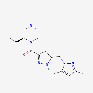 molecular formula C18H28N6O B5224248 (2S)-1-({5-[(3,5-dimethyl-1H-pyrazol-1-yl)methyl]-1H-pyrazol-3-yl}carbonyl)-2-isopropyl-4-methylpiperazine 