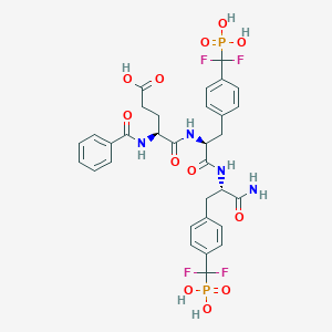 molecular formula C32H34F4N4O12P2 B522425 N-Benzoyl-L-glutamyl-[4-phosphono(difluoromethyl)]-L-phenylalanine-[4-phosphono(difluoro-methyl)]-L-phenylalanineamide 