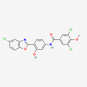 molecular formula C21H13Cl3N2O4 B5224295 3,5-dichloro-N-[4-(5-chloro-1,3-benzoxazol-2-yl)-3-hydroxyphenyl]-4-methoxybenzamide 