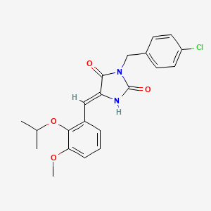 molecular formula C21H21ClN2O4 B5224306 3-(4-chlorobenzyl)-5-(2-isopropoxy-3-methoxybenzylidene)-2,4-imidazolidinedione 