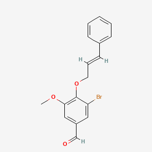 molecular formula C17H15BrO3 B5224326 3-BROMO-5-METHOXY-4-{[(E)-3-PHENYL-2-PROPENYL]OXY}BENZALDEHYDE 