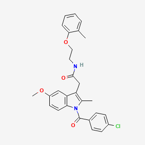 molecular formula C28H27ClN2O4 B5224343 2-[1-(4-chlorobenzoyl)-5-methoxy-2-methyl-1H-indol-3-yl]-N-[2-(2-methylphenoxy)ethyl]acetamide 