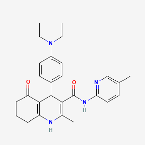 molecular formula C27H32N4O2 B5224380 4-[4-(diethylamino)phenyl]-2-methyl-N-(5-methyl-2-pyridinyl)-5-oxo-1,4,5,6,7,8-hexahydro-3-quinolinecarboxamide 