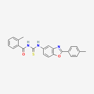 molecular formula C23H19N3O2S B5224385 2-methyl-N-({[2-(4-methylphenyl)-1,3-benzoxazol-5-yl]amino}carbonothioyl)benzamide 