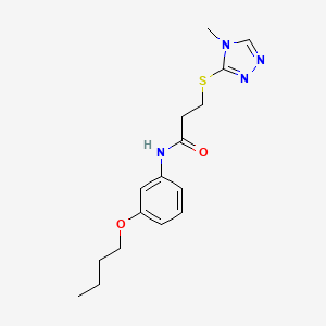 molecular formula C16H22N4O2S B5224394 N-(3-butoxyphenyl)-3-[(4-methyl-4H-1,2,4-triazol-3-yl)thio]propanamide 