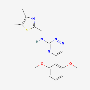 5-(2,6-dimethoxyphenyl)-N-[(4,5-dimethyl-1,3-thiazol-2-yl)methyl]-1,2,4-triazin-3-amine