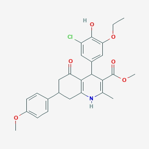 molecular formula C27H28ClNO6 B5224397 methyl 4-(3-chloro-5-ethoxy-4-hydroxyphenyl)-7-(4-methoxyphenyl)-2-methyl-5-oxo-1,4,5,6,7,8-hexahydro-3-quinolinecarboxylate 
