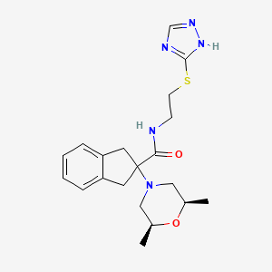 molecular formula C20H27N5O2S B5224425 2-[(2R*,6S*)-2,6-dimethyl-4-morpholinyl]-N-[2-(1H-1,2,4-triazol-5-ylthio)ethyl]-2-indanecarboxamide 
