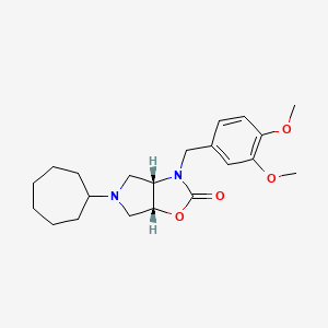 molecular formula C21H30N2O4 B5224442 (3aS*,6aR*)-5-cycloheptyl-3-(3,4-dimethoxybenzyl)hexahydro-2H-pyrrolo[3,4-d][1,3]oxazol-2-one 