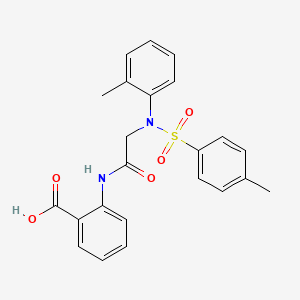 molecular formula C23H22N2O5S B5224490 2-({N-(2-methylphenyl)-N-[(4-methylphenyl)sulfonyl]glycyl}amino)benzoic acid 