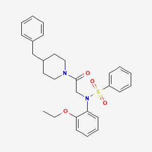 molecular formula C28H32N2O4S B5224501 N-[2-(4-benzyl-1-piperidinyl)-2-oxoethyl]-N-(2-ethoxyphenyl)benzenesulfonamide 