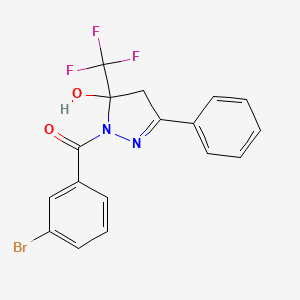 molecular formula C17H12BrF3N2O2 B5224503 1-(3-bromobenzoyl)-3-phenyl-5-(trifluoromethyl)-4,5-dihydro-1H-pyrazol-5-ol 