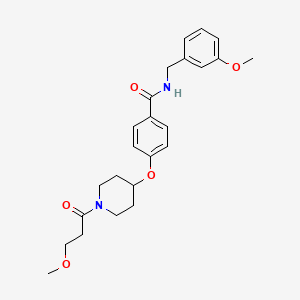 molecular formula C24H30N2O5 B5224523 N-(3-methoxybenzyl)-4-{[1-(3-methoxypropanoyl)-4-piperidinyl]oxy}benzamide 
