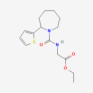 molecular formula C15H22N2O3S B5224547 ethyl N-{[2-(2-thienyl)-1-azepanyl]carbonyl}glycinate 