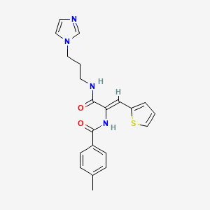 molecular formula C21H22N4O2S B5224579 N-[1-({[3-(1H-imidazol-1-yl)propyl]amino}carbonyl)-2-(2-thienyl)vinyl]-4-methylbenzamide 