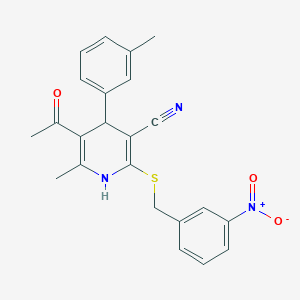 molecular formula C23H21N3O3S B5224599 5-acetyl-6-methyl-4-(3-methylphenyl)-2-[(3-nitrobenzyl)thio]-1,4-dihydro-3-pyridinecarbonitrile 