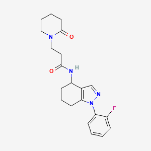 molecular formula C21H25FN4O2 B5224658 N-[1-(2-fluorophenyl)-4,5,6,7-tetrahydro-1H-indazol-4-yl]-3-(2-oxo-1-piperidinyl)propanamide 