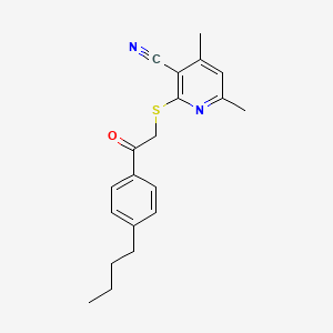 molecular formula C20H22N2OS B5224704 2-{[2-(4-butylphenyl)-2-oxoethyl]thio}-4,6-dimethylnicotinonitrile 