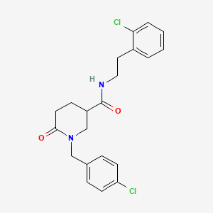 molecular formula C21H22Cl2N2O2 B5224711 1-(4-chlorobenzyl)-N-[2-(2-chlorophenyl)ethyl]-6-oxo-3-piperidinecarboxamide 