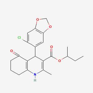 sec-butyl 4-(6-chloro-1,3-benzodioxol-5-yl)-2-methyl-5-oxo-1,4,5,6,7,8-hexahydro-3-quinolinecarboxylate