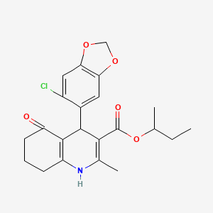 molecular formula C22H24ClNO5 B5224783 sec-butyl 4-(6-chloro-1,3-benzodioxol-5-yl)-2-methyl-5-oxo-1,4,5,6,7,8-hexahydro-3-quinolinecarboxylate 