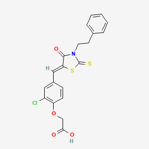 molecular formula C20H16ClNO4S2 B5224809 (2-chloro-4-{[4-oxo-3-(2-phenylethyl)-2-thioxo-1,3-thiazolidin-5-ylidene]methyl}phenoxy)acetic acid 