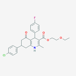 molecular formula C27H27ClFNO4 B5224812 2-ethoxyethyl 7-(4-chlorophenyl)-4-(4-fluorophenyl)-2-methyl-5-oxo-1,4,5,6,7,8-hexahydro-3-quinolinecarboxylate 