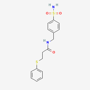 molecular formula C16H18N2O3S2 B5224839 N-[4-(aminosulfonyl)benzyl]-3-(phenylthio)propanamide 