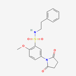 molecular formula C19H20N2O5S B5224853 5-(2,5-dioxo-1-pyrrolidinyl)-2-methoxy-N-(2-phenylethyl)benzenesulfonamide 