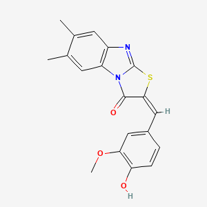 molecular formula C19H16N2O3S B5224882 2-(4-hydroxy-3-methoxybenzylidene)-6,7-dimethyl[1,3]thiazolo[3,2-a]benzimidazol-3(2H)-one 