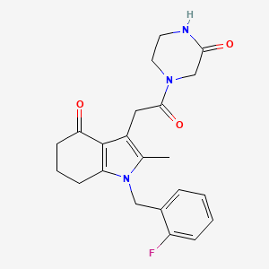 1-(2-fluorobenzyl)-2-methyl-3-[2-oxo-2-(3-oxo-1-piperazinyl)ethyl]-1,5,6,7-tetrahydro-4H-indol-4-one