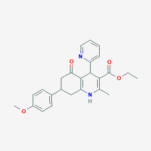 molecular formula C25H26N2O4 B5224946 ethyl 7-(4-methoxyphenyl)-2-methyl-5-oxo-4-(2-pyridinyl)-1,4,5,6,7,8-hexahydro-3-quinolinecarboxylate 