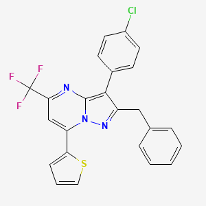 molecular formula C24H15ClF3N3S B5224951 2-benzyl-3-(4-chlorophenyl)-7-(2-thienyl)-5-(trifluoromethyl)pyrazolo[1,5-a]pyrimidine 