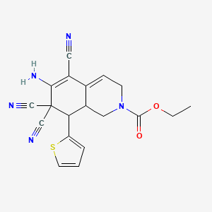 molecular formula C19H17N5O2S B5224952 ethyl 6-amino-5,7,7-tricyano-8-(2-thienyl)-3,7,8,8a-tetrahydro-2(1H)-isoquinolinecarboxylate 