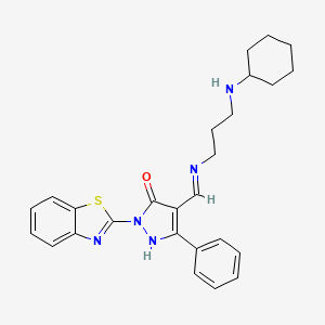 molecular formula C26H29N5OS B5225027 2-(1,3-benzothiazol-2-yl)-4-({[3-(cyclohexylamino)propyl]amino}methylene)-5-phenyl-2,4-dihydro-3H-pyrazol-3-one 