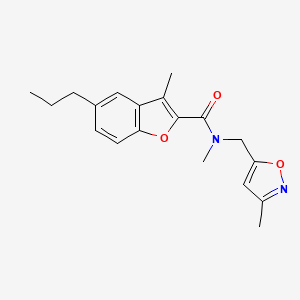 molecular formula C19H22N2O3 B5225090 N,3-dimethyl-N-[(3-methyl-5-isoxazolyl)methyl]-5-propyl-1-benzofuran-2-carboxamide 