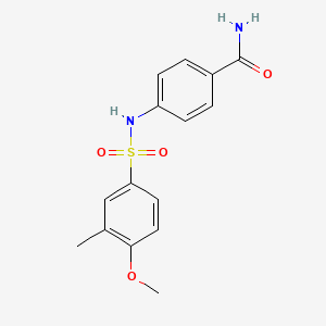 molecular formula C15H16N2O4S B5225166 4-{[(4-methoxy-3-methylphenyl)sulfonyl]amino}benzamide 