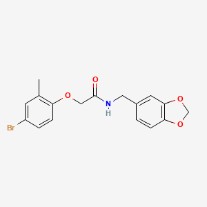 molecular formula C17H16BrNO4 B5225191 N-(1,3-benzodioxol-5-ylmethyl)-2-(4-bromo-2-methylphenoxy)acetamide 