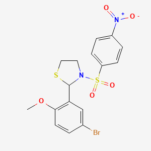2-(5-bromo-2-methoxyphenyl)-3-[(4-nitrophenyl)sulfonyl]-1,3-thiazolidine