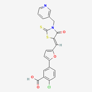 molecular formula C21H13ClN2O4S2 B5225230 2-chloro-5-(5-{[4-oxo-3-(3-pyridinylmethyl)-2-thioxo-1,3-thiazolidin-5-ylidene]methyl}-2-furyl)benzoic acid 