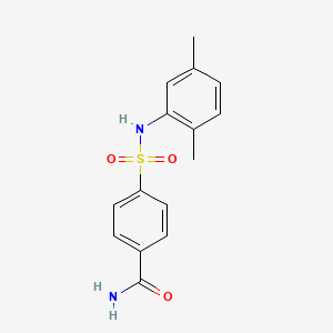 molecular formula C15H16N2O3S B5225237 4-{[(2,5-dimethylphenyl)amino]sulfonyl}benzamide 