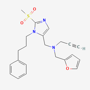 molecular formula C22H25N3O3S B5225248 (2-furylmethyl){[2-(methylsulfonyl)-1-(3-phenylpropyl)-1H-imidazol-5-yl]methyl}2-propyn-1-ylamine 