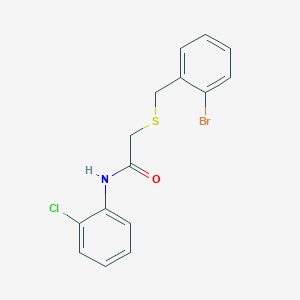 molecular formula C15H13BrClNOS B5225284 2-[(2-bromobenzyl)thio]-N-(2-chlorophenyl)acetamide 