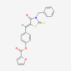 molecular formula C22H15NO4S2 B5225318 4-[(3-benzyl-4-oxo-2-thioxo-1,3-thiazolidin-5-ylidene)methyl]phenyl 2-furoate 